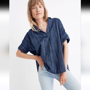 Madewell Courier Button-Back Shirt in Cecile Stripe
